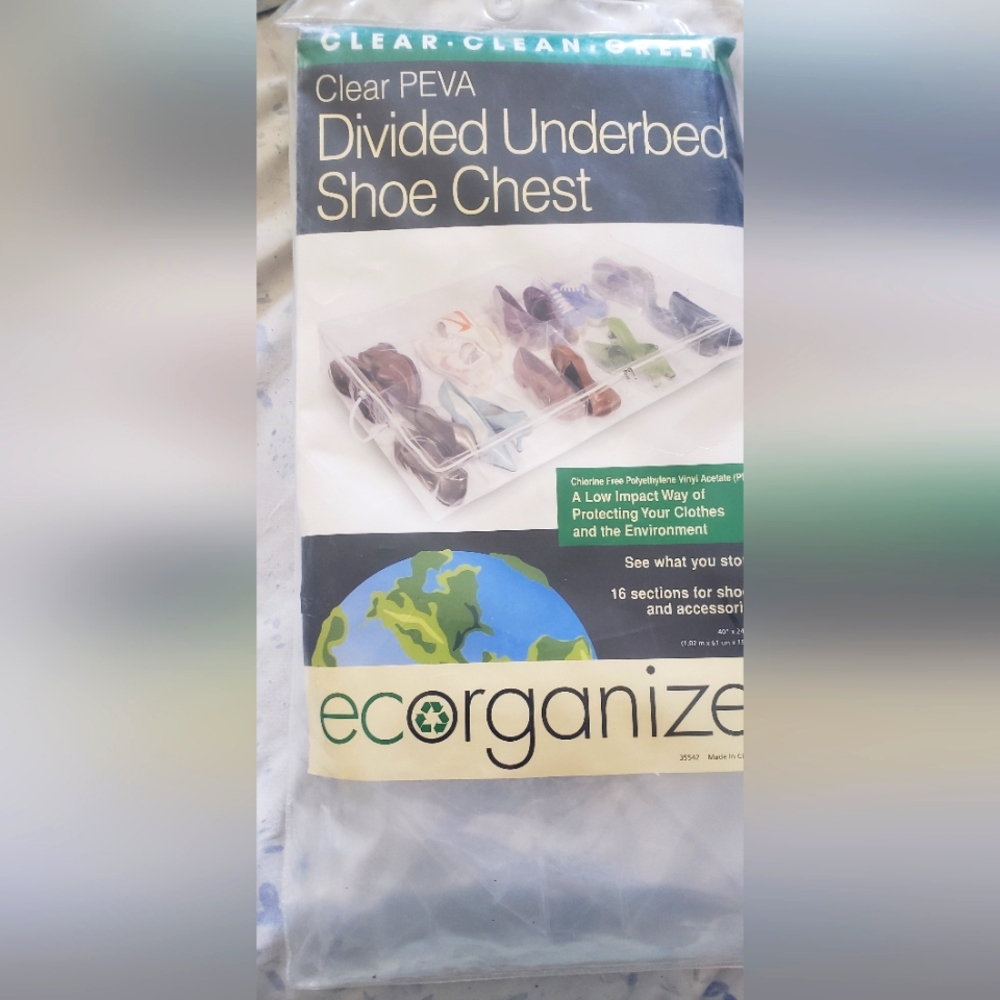 NWT Container Store - Clear PEVA Divided Underbed Shoe Storage